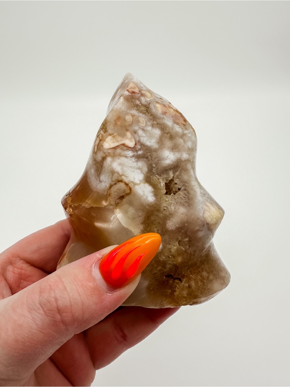 Carnelian Agate Decorative Sculpture - Brown and Cream